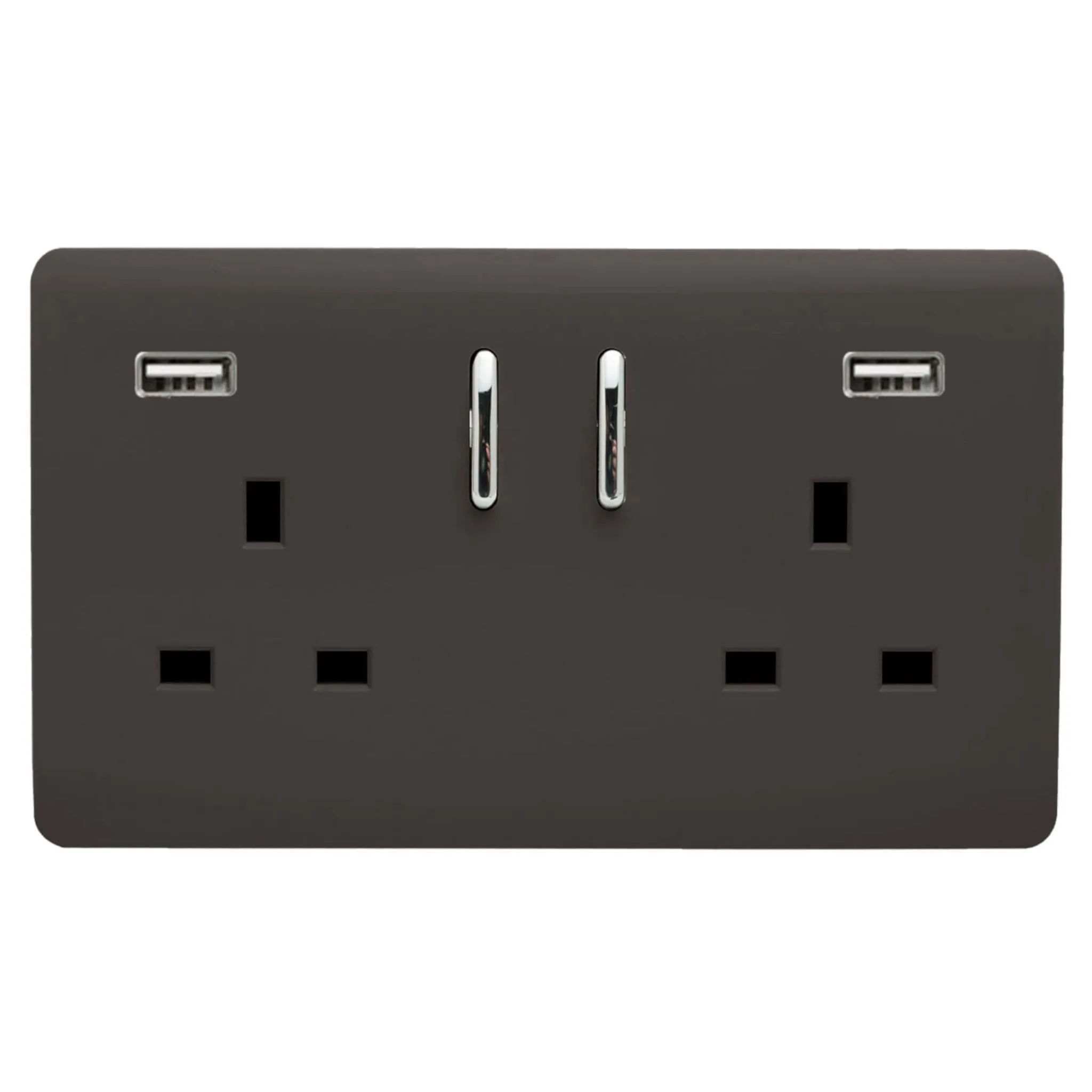 ART-SKT213USB31AADB  2 Gang 13Amp Short S/W Double Socket With 2x3.1Mah USB Dark Brown